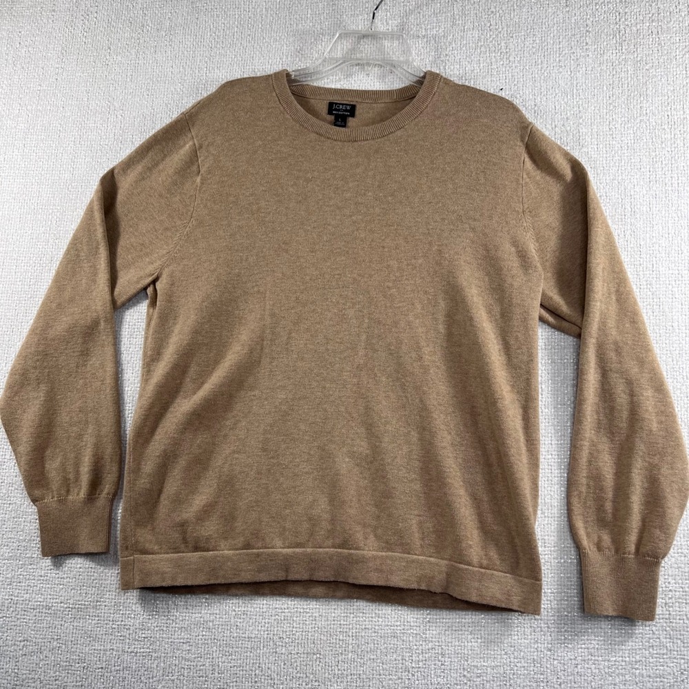 J. Crew Tan Cotton Crewneck‎ Long Sleeve Sweater Men's Size L